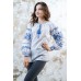 Embroidered blouse "Journey of Rose" Blue on White